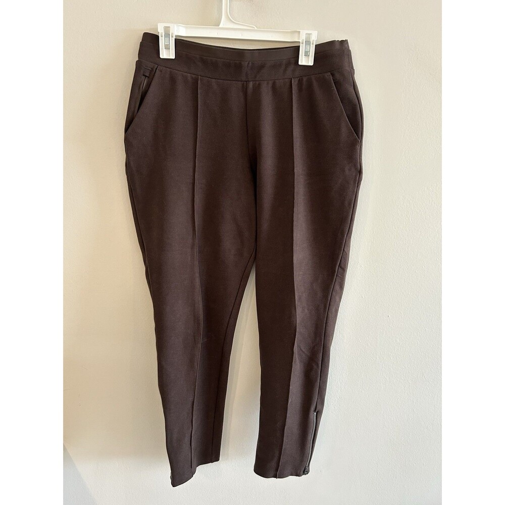 Athleta Venice Heathered Pintuck Pant, Dark Brown Heather SIZE Medium Petite